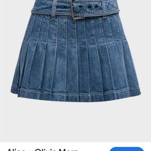 Alice + Olivia Mera Pleated Denim Skirt
